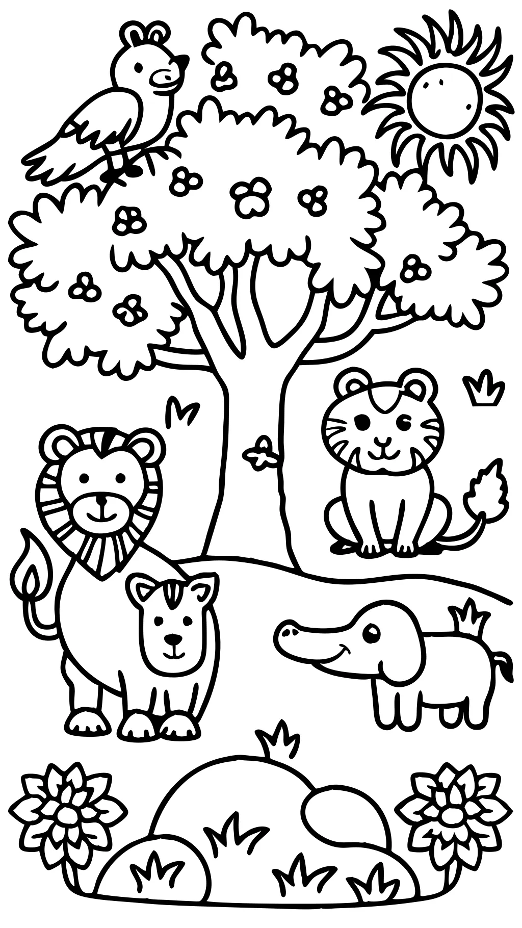 zoo animals coloring page